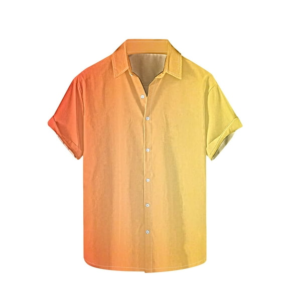 fatyb Button down Shirts for Men Short Sleeve Summer Beach Shirts Fashion Gradient Color Mens Shirts