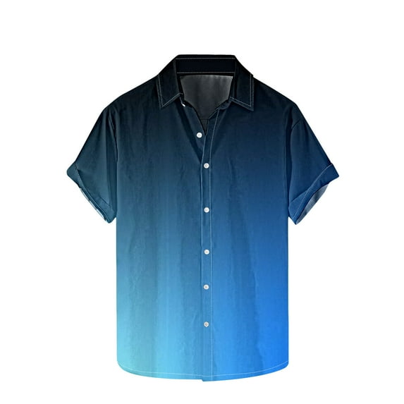 fatyb Button down Shirts for Men Short Sleeve Summer Beach Shirts Fashion Gradient Color Mens Shirts
