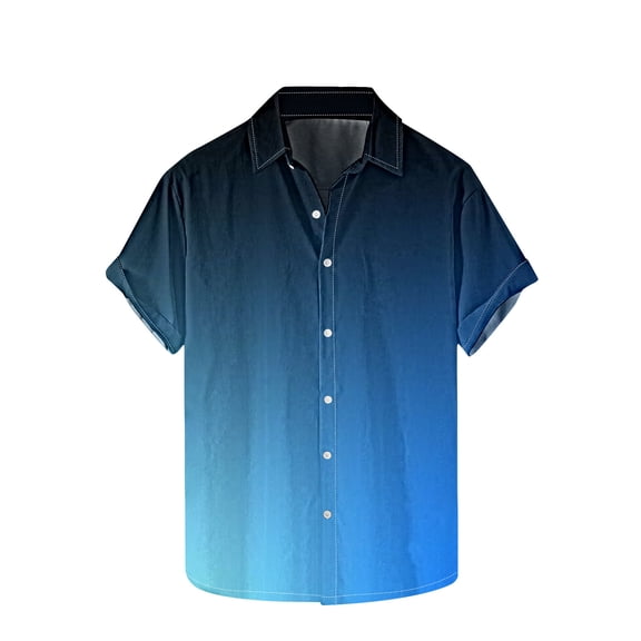 fatyb Button down Shirts for Men Short Sleeve Summer Beach Shirts Fashion Gradient Color Mens Shirts