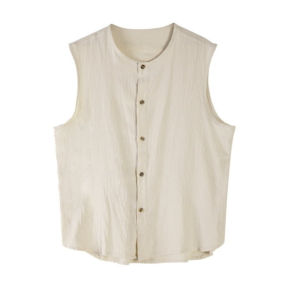 fatyb Button down Tank Tops for Men Crew Neck Sleeveless Beach Shirts Summer Casual Outdoor Tank Shirts