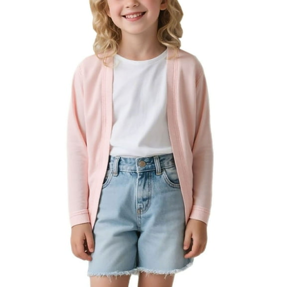 fatyb Cardigan for Kids Girls Open Front Sweater Cardigans Girls Casual Long Sleeve Lightweight Tops
