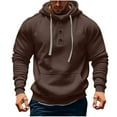 thumbnail image 1 of fatyb Casual Hoodies for Men 1/4 Button Drawstring Pullover Mens Comfy Hooded Sweatshirts with Pocket, 1 of 4