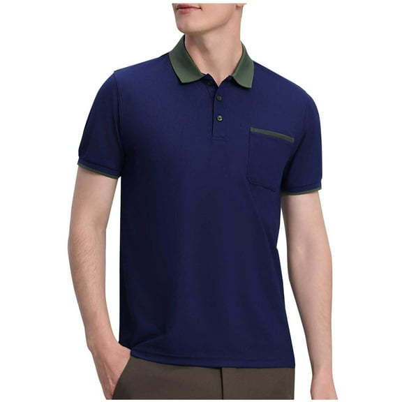 fatyb Casual Shirts Mens Short Sleeve Casual Summer Collar T Shirts Pullover Button Tops with Pocket