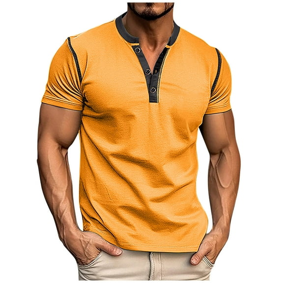 fatyb Casual Shirts for Men Summer Button up Short Sleeve T-Shirts Pullover Mens Lightweight Tee Tops