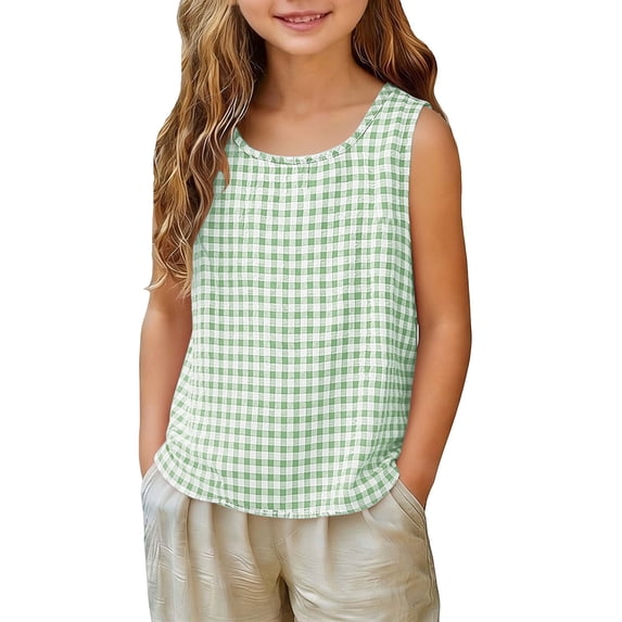 fatyb Casual Tank Tops for Girls Sleeveless Summer Tshirts Kids Girls Crew Neck Lightweight Tee Shirts