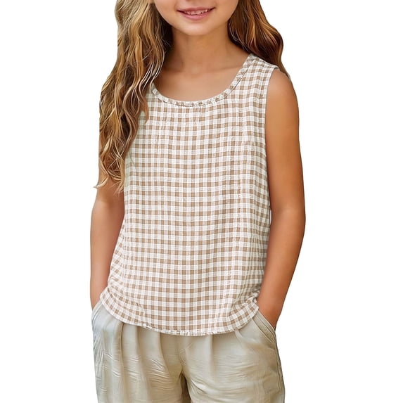 fatyb Casual Tank Tops for Girls Sleeveless Summer Tshirts Kids Girls Crew Neck Lightweight Tee Shirts