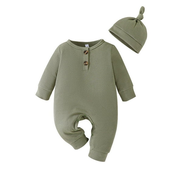 fatyb Clothes for Baby Long Sleeve Cotton Romper with Hat Newborn Infant Boys Girls Jumpsuit Outfits