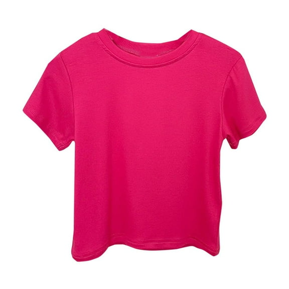 fatyb Cotton Boys Girls T Shirts Shorts Sleeve Solid Color Tees Crewneck Basic Tops for Unisex Kids