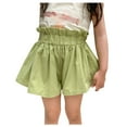 thumbnail image 1 of fatyb Cotton Girls Casual Shorts Pleated Ruffle Elastic High Waist Shorts Kids Plain Loose Short Pants, 1 of 5