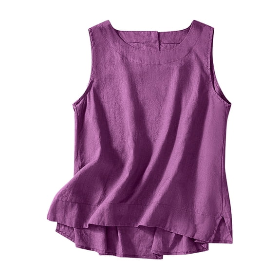fatyb Cotton Linen Tank Tops for Women Scoop Neck Sleeveless Shirts Womens Summer Casual Tank Tees