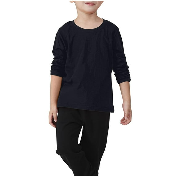 fatyb Cotton Long Sleeve Tee Shirts for Boys Girls Basic Crew Neck T-Shirts Kids Solid Color Casual Tops