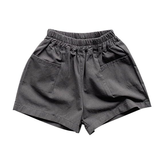 fatyb Cotton Shorts for Kids Elastic Waisted Boys Girls Casual Shorts Summer Pull on Shorts with Pockets