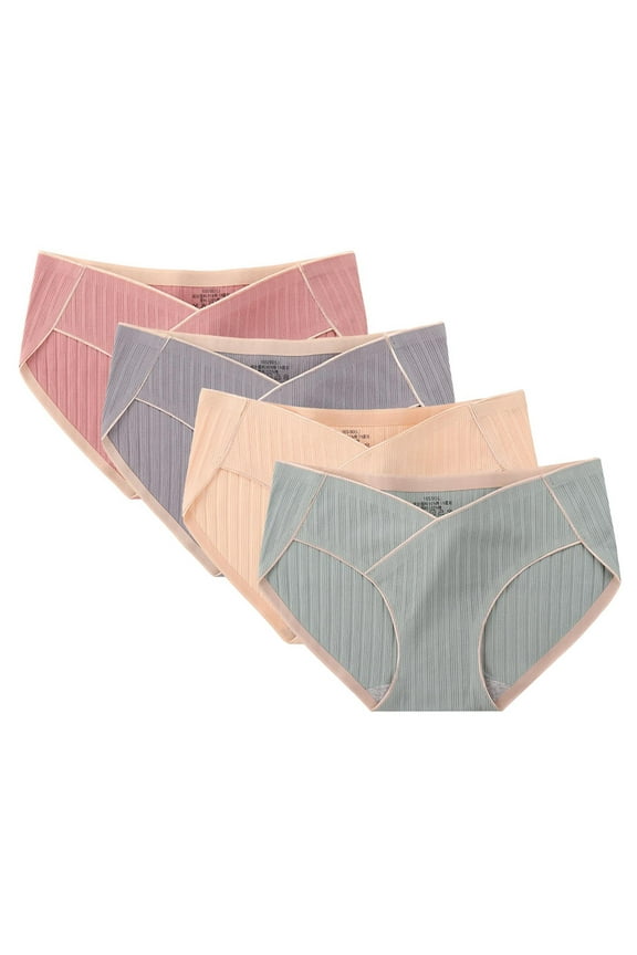 Cotton Underwear for Women Bikini No Show Panties Seamless Ladies V-Waist Soft Underpants 1-4 Pack