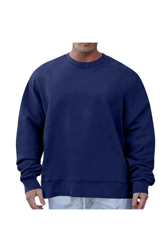 Crewneck Sweatshirts for Men Long Sleeve Casual Pullover Shirts Solid Color Mens Loose Sweatshirts