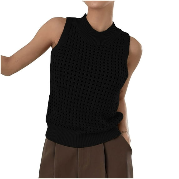 fatyb Crochet Tank Tops for Women Sleeveless Hollow out Casual Tops Pullover Womens Summer Sweater Vest