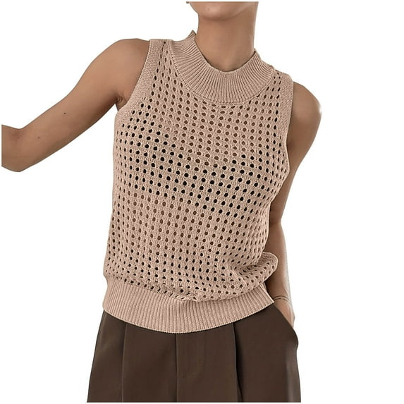 fatyb Crochet Tank Tops for Women Sleeveless Hollow out Casual Tops Pullover Womens Summer Sweater Vest