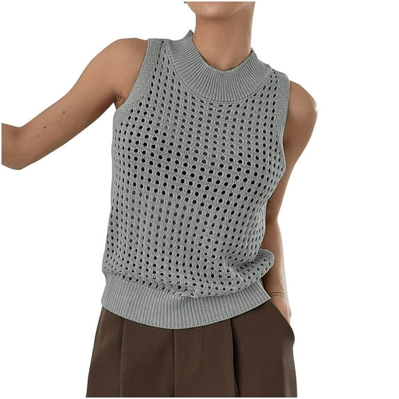 fatyb Crochet Tank Tops for Women Sleeveless Hollow out Casual Tops Pullover Womens Summer Sweater Vest