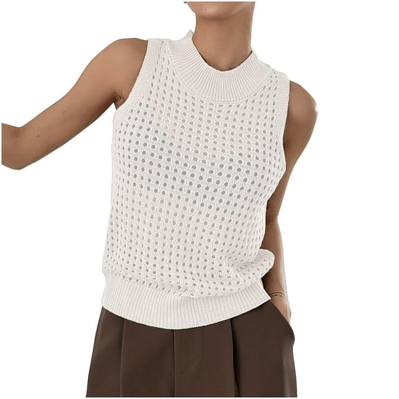 fatyb Crochet Tank Tops for Women Sleeveless Hollow out Casual Tops Pullover Womens Summer Sweater Vest