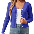 thumbnail image 1 of fatyb Cropped Cardigan Sweater for Women Long Sleeve Knitted Tops Womens Open Front Button down Sweaters, 1 of 6
