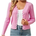 thumbnail image 1 of fatyb Cropped Cardigan Sweater for Women Long Sleeve Knitted Tops Womens Open Front Button down Sweaters, 1 of 6