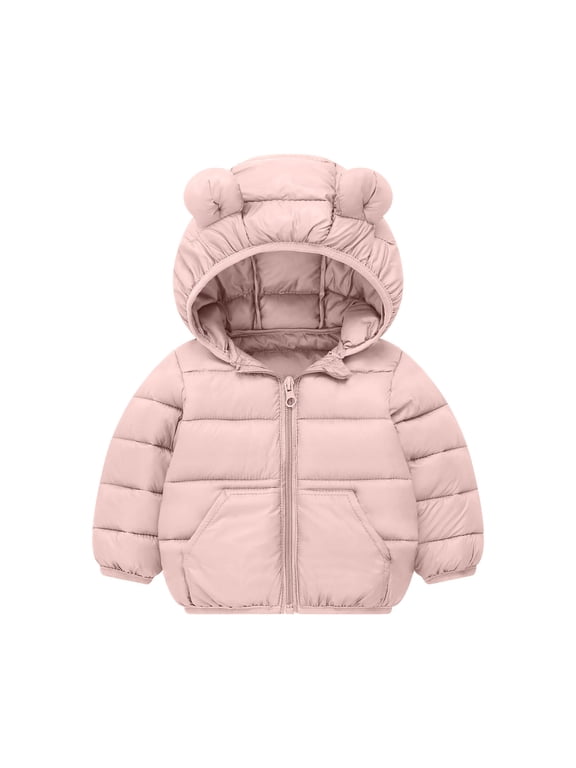 Cute Puffer Jacket for Toddle Lightweight Hooded Coat Kids Boys Girls Winter Outwear with Pockets