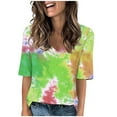 thumbnail image 1 of fatyb Cute Tshirts for Women Summer V Neck Short Sleeve T-Shirt Plus Size Casual Basic Tee Tops, 1 of 4