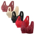 thumbnail image 1 of fatyb Everyday Bras Pack of 5 for Women Front Closure Button Bras No Underwire Full Coverage Bralettes, 1 of 3