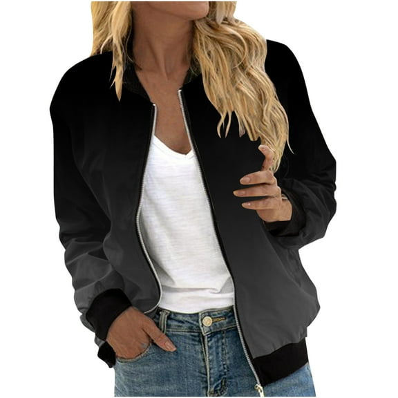 fatyb Fall Jackets for Women Long Sleeve Casual Zip up Jacket Women's Trendy Coat Outwear with Pockets