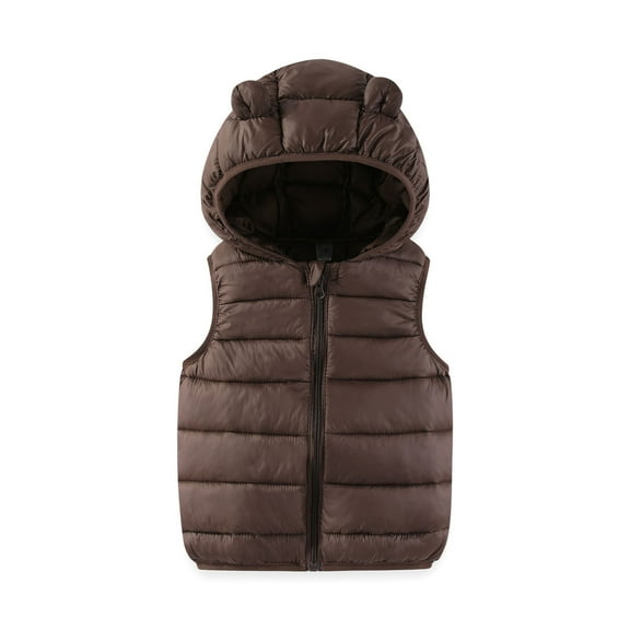 fatyb Fall Winter Toddler Baby Hooded Vest Lightweight Sleeveless Thick Puffer Jacket for Boys Girls
