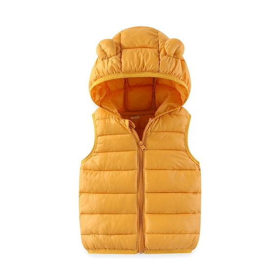 fatyb Fall Winter Toddler Baby Hooded Vest Lightweight Sleeveless Thick Puffer Jacket for Boys Girls