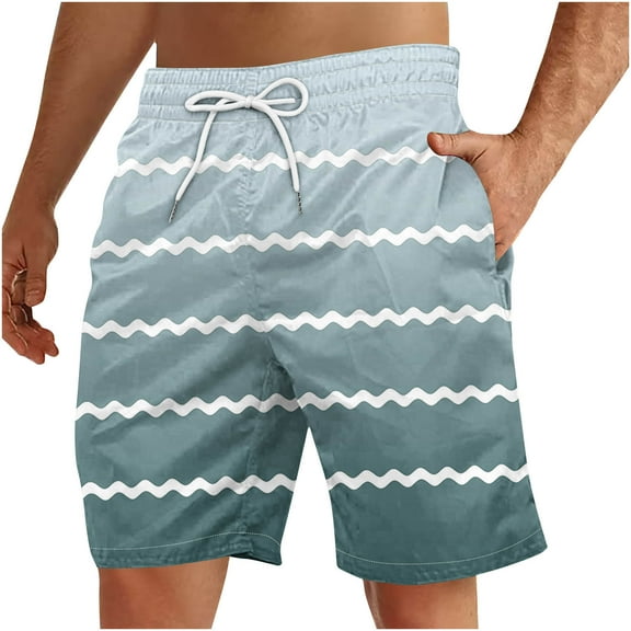 fatyb Fashion Shorts for Men Elastic Waist Drawstring Casual Shorts Elastic Waist Printed Beach Shorts