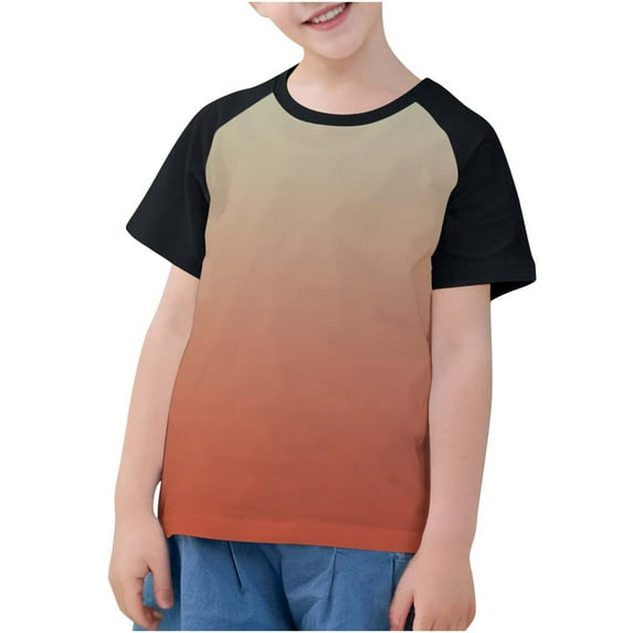 fatyb Fashion Tshirts for Kids Unisex Gradient Color T-Shirts Round Neck Boys Girls Summer Tees Tops