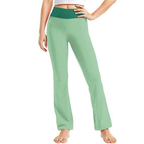 fatyb Flare Leggings for Girls Kids Elastic High Waist Bell Bottom Pants Casual Dance Yoga Bootcut Pants