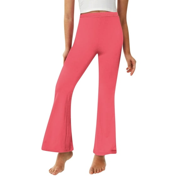 fatyb Flare Leggings for Girls Kids Elastic High Waist Bell Bottom Pants Casual Dance Yoga Bootcut Pants