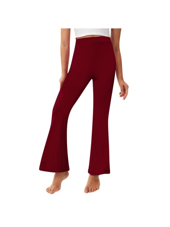 Flare Leggings for Girls Kids Elastic High Waist Bell Bottom Pants Casual Dance Yoga Bootcut Pants