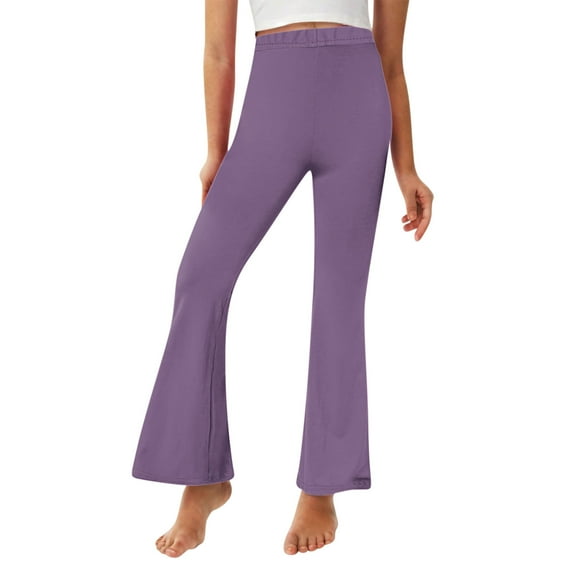 fatyb Flare Leggings for Girls Kids Elastic High Waist Bell Bottom Pants Casual Dance Yoga Bootcut Pants