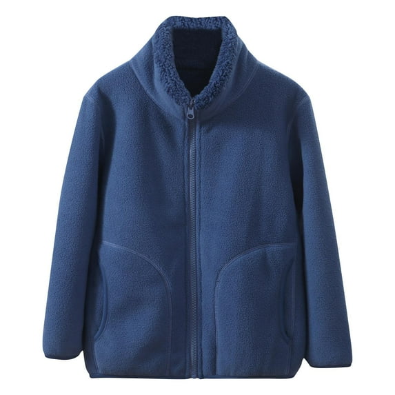 fatyb Fleece Jackets for Boys Girls Stand Collar Zip up Unisex Coat Casual Long Sleeve Warm Kids Outwear
