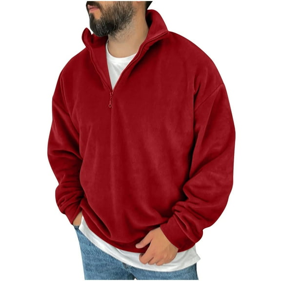 fatyb Fleece Quarter Zip Sweatshirts for Men Thermal Pullover Casual Long Sleeve Mens Fall Winter Tops