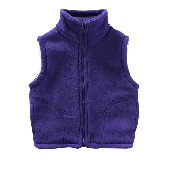 fatyb Fleece Vest for Boys Girls Full Zipper Sleeveless Jacket Stand Collar Warm Outerwear with Pockets