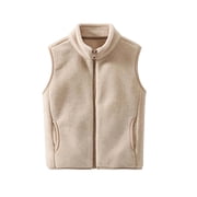 fatyb Fleece Vest for Boys Girls Mock Neck Sleeveless Zip up Kids Fall Winter Outerwear with Pockets