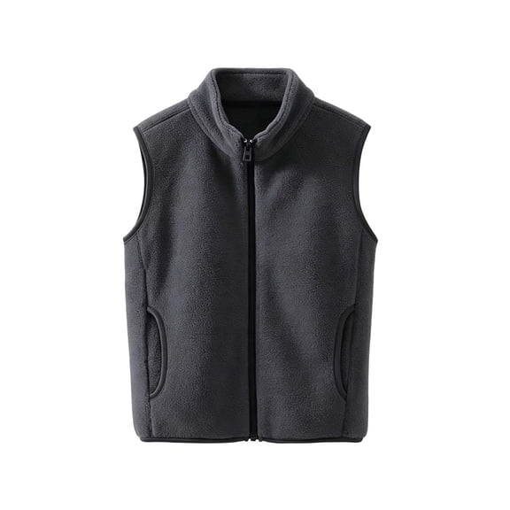 fatyb Fleece Vest for Boys Girls Mock Neck Sleeveless Zip up Kids Fall Winter Outerwear with Pockets