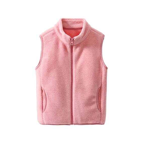 fatyb Fleece Vest for Boys Girls Mock Neck Sleeveless Zip up Kids Fall Winter Outerwear with Pockets