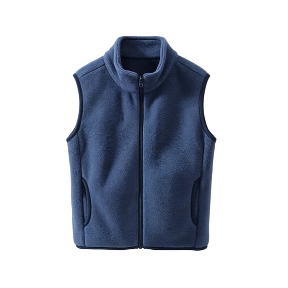 fatyb Fleece Vest for Boys Girls Mock Neck Sleeveless Zip up Kids Fall Winter Outerwear with Pockets