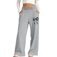 thumbnail image 1 of fatyb Girls Baggy Sweatpants Bow Printed Wide Leg Long Pants Elastic Waist Jogger Pants with Pockets, 1 of 6
