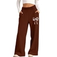 thumbnail image 1 of fatyb Girls Baggy Sweatpants Bow Printed Wide Leg Long Pants Elastic Waist Jogger Pants with Pockets, 1 of 6