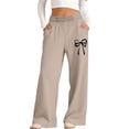 thumbnail image 1 of fatyb Girls Baggy Sweatpants Bow Printed Wide Leg Long Pants Elastic Waist Jogger Pants with Pockets, 1 of 6