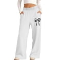 thumbnail image 1 of fatyb Girls Baggy Sweatpants Bow Printed Wide Leg Long Pants Elastic Waist Jogger Pants with Pockets, 1 of 6
