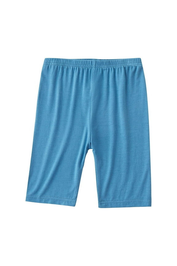 Girls Bike Shorts Knee Length Elastic Waistband Cartwheel Dance Shorts Stretchy Short Leggings