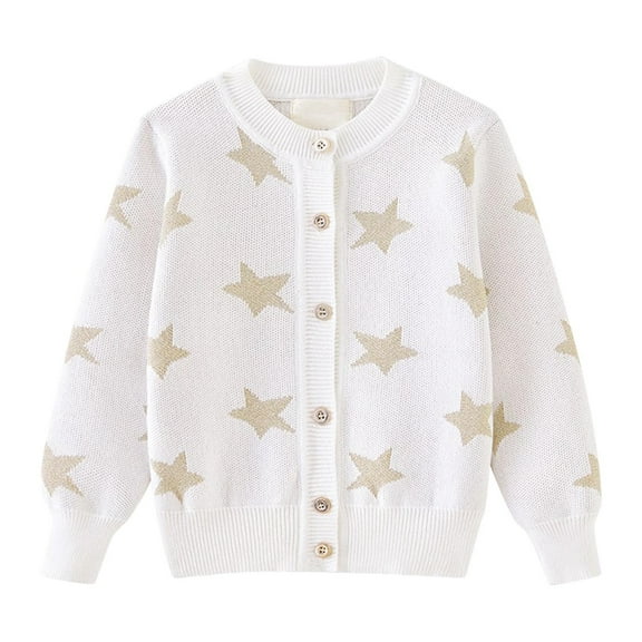 fatyb Girls Boys Cardigan Sweater Crewneck Casual Long Sleeve Sweaters Button down Knit Outwear 2-12 Years
