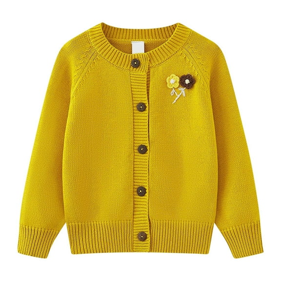 fatyb Girls Boys Cardigan Sweater Crewneck Casual Long Sleeve Sweaters Button down Knit Outwear 2-12 Years